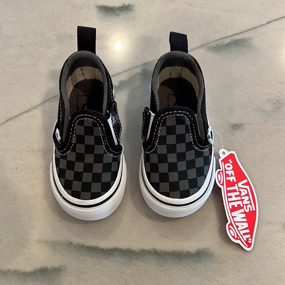 Toddler Vans checker slip-ons. Size 4.5